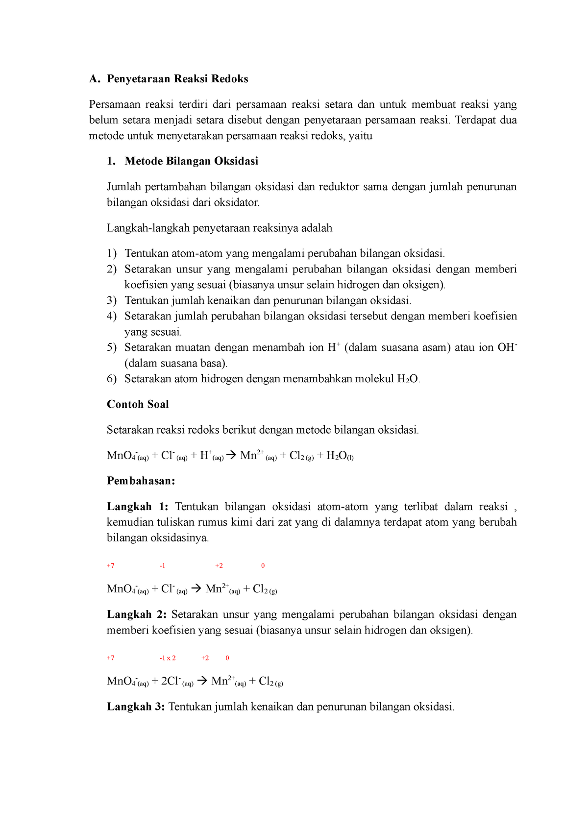 Materi Kimsel Elektrokimia - A. Penyetaraan Reaksi Redoks Persamaan ...