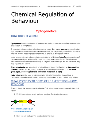 Lec 3- Chemical regulation of behaviour - Chemical regulation of ...
