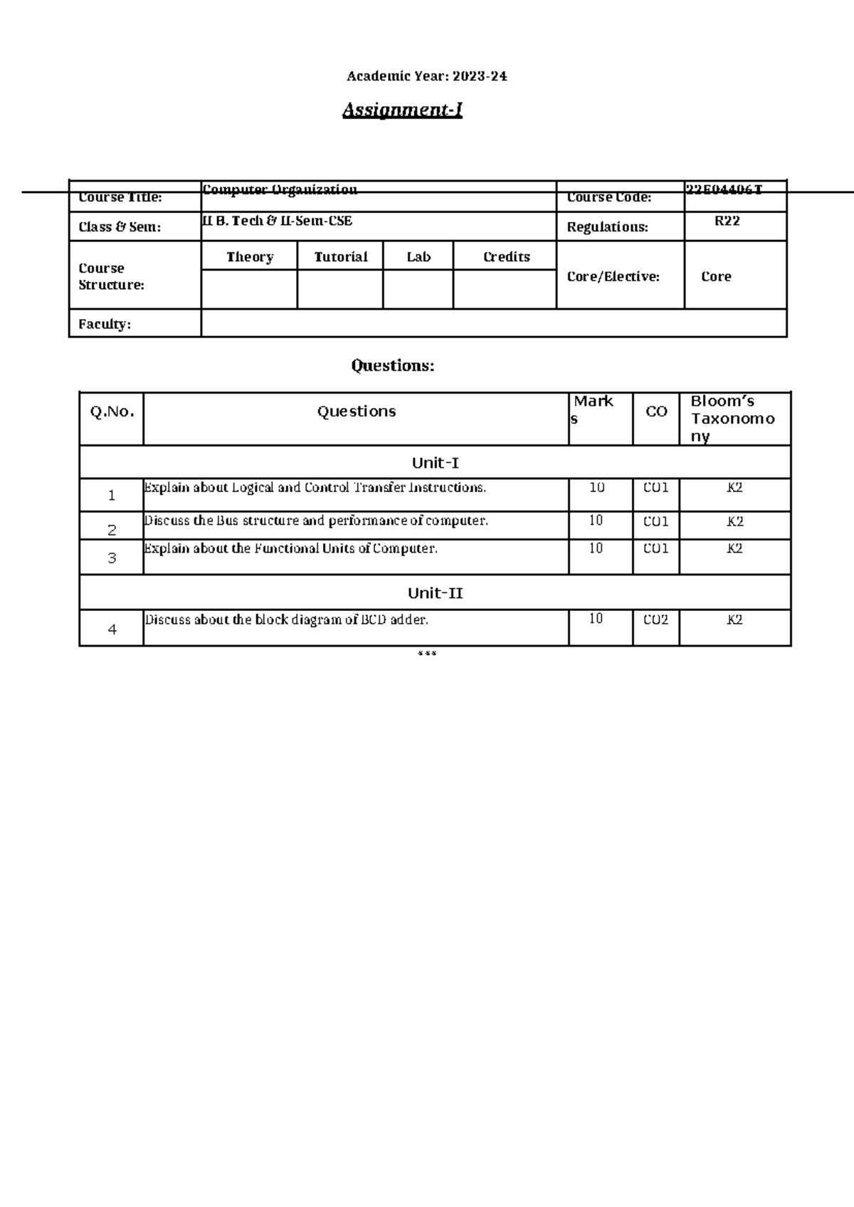 Assignment-3 - assignment - Academic Year: 2023- Assignment-I Course ...