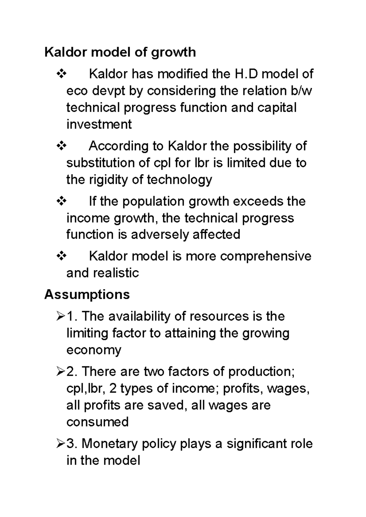 Kaldor model of growth - Kannur University Syllabus Included Notes ...