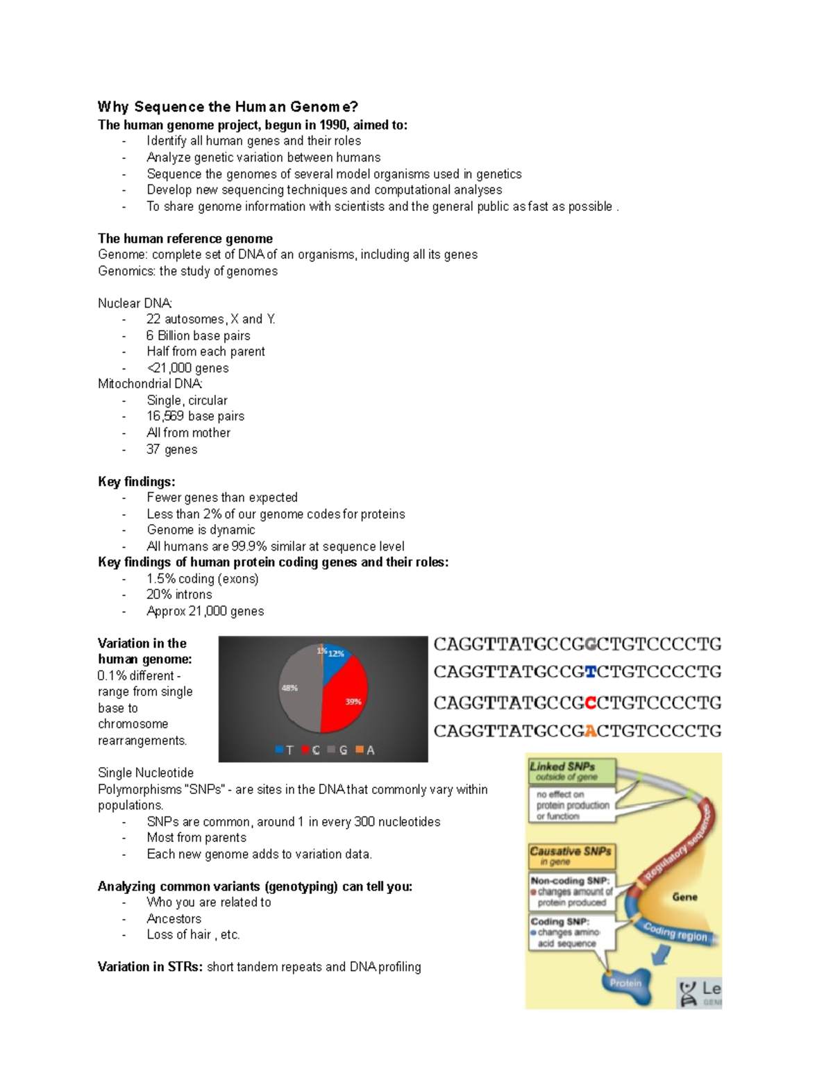 A+ CELS191 - Module 3 notes - Human Molecular Genetics - Why Sequence ...