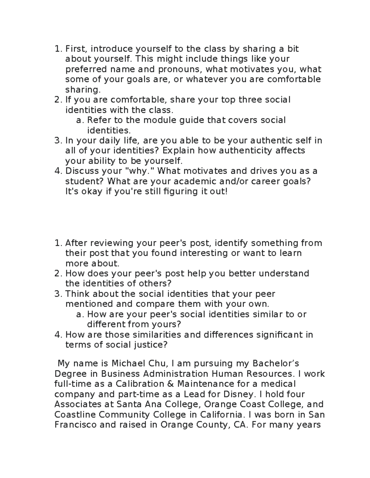 1-1 IDS-105 discussion - First, introduce yourself to the class by ...