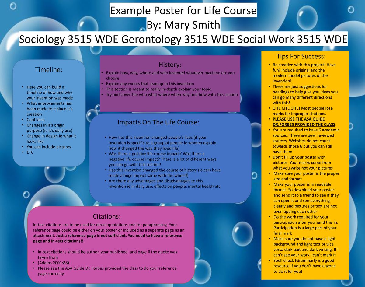 Life Course Poster Example - Example Poster for Life Course By: Mary ...