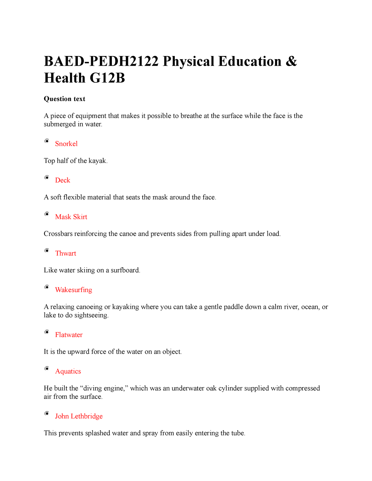 medical assignments for pe