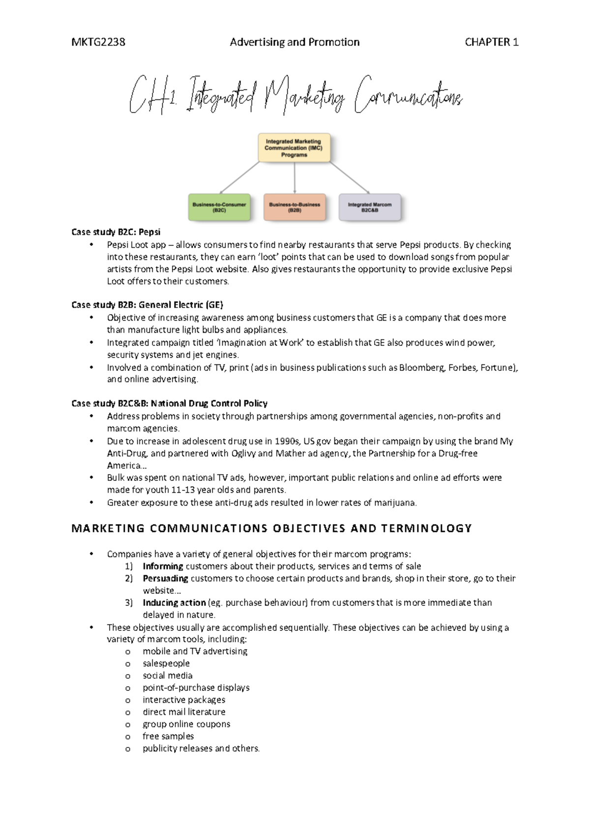 Advertising Notes topics 1 9 - CH1. Integ rated Marketing ...