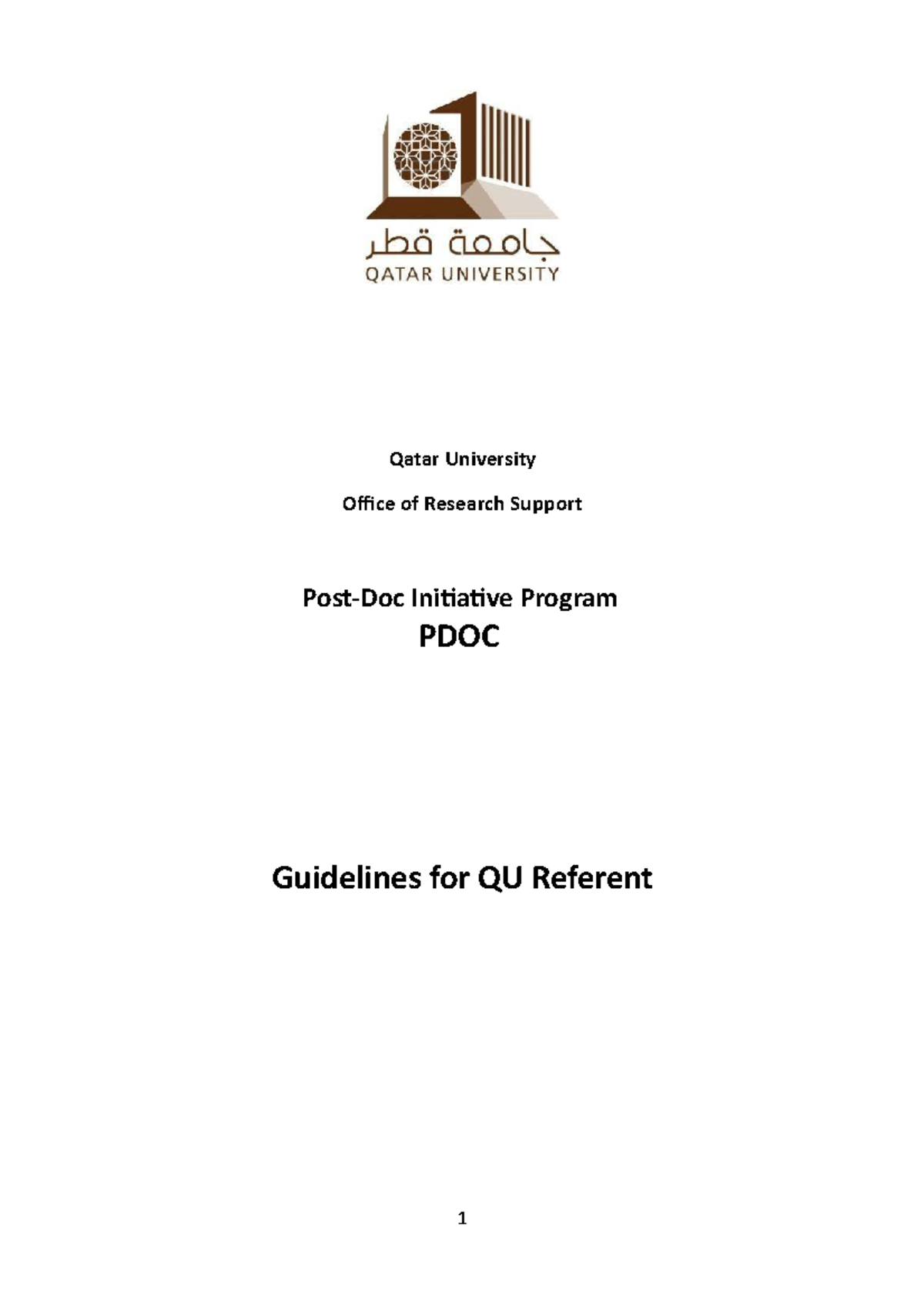 Post-Doc Guidelines - forms for post doc - Qatar University Office of ...