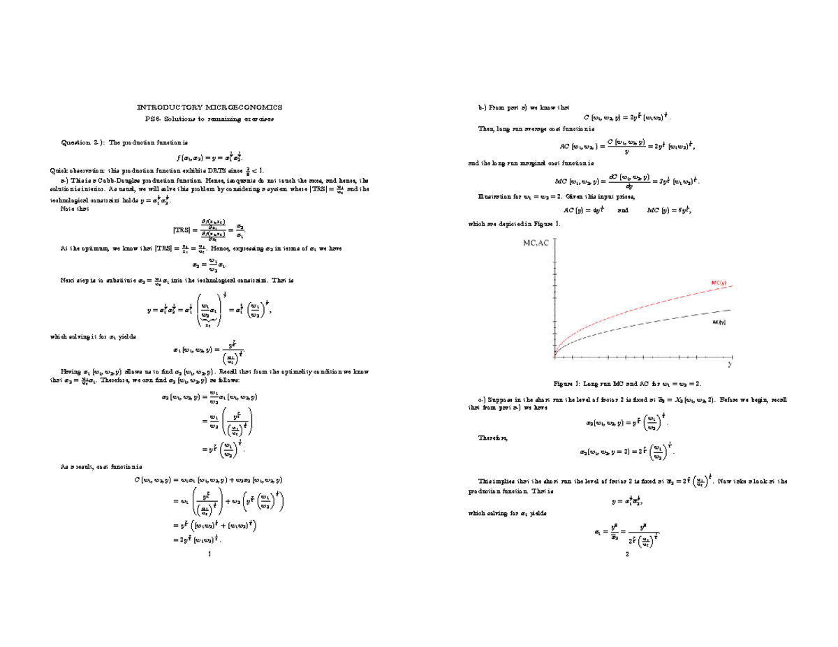 Homework-6 SOL - INTRODUCTORY MICROECONOMICS PS6- Solutions to ...
