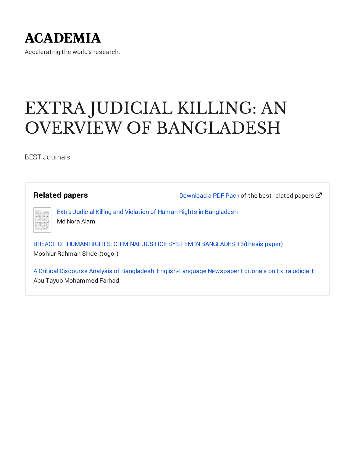 research paper of extra judicial killing