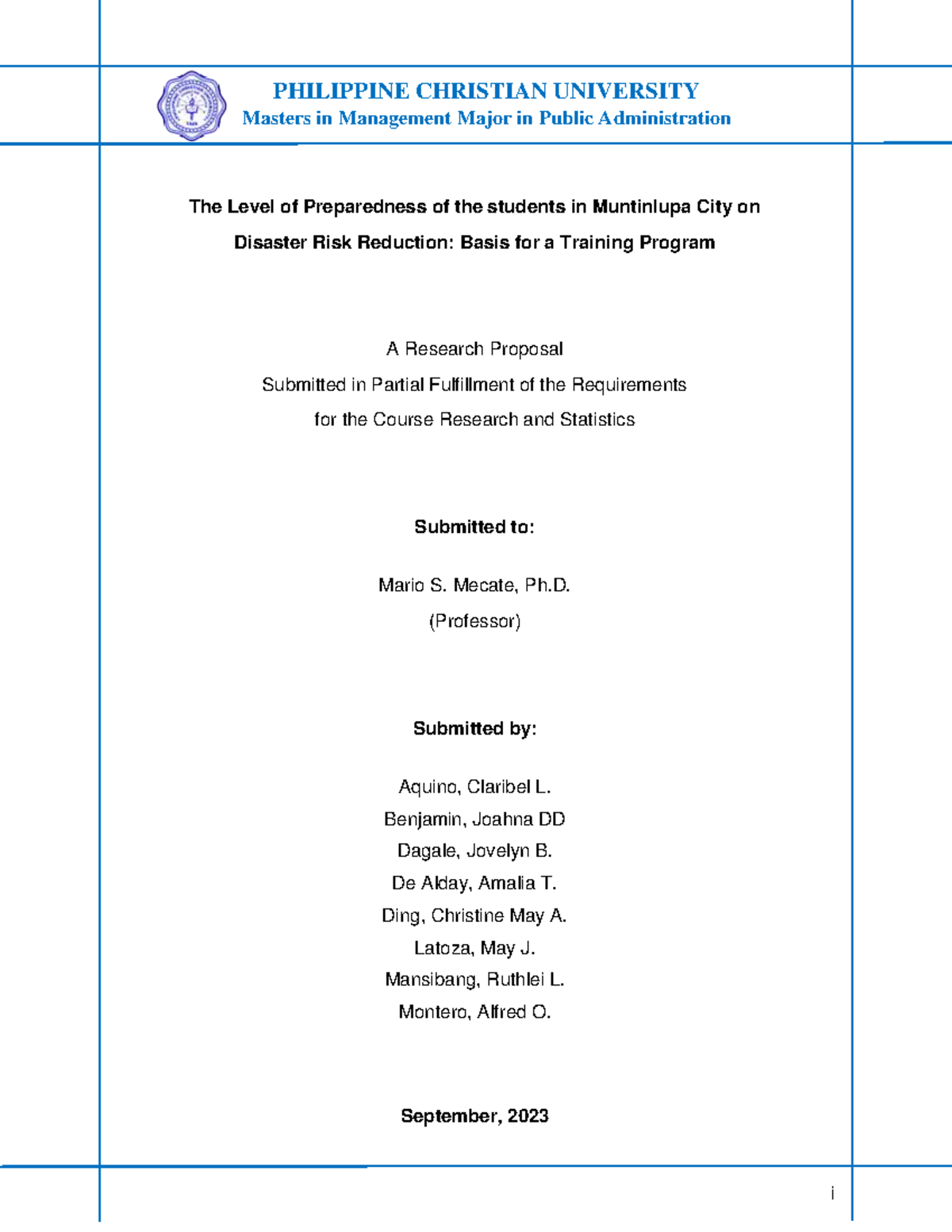 MMPA Research Group-3 - Masters in Management Major in Public ...