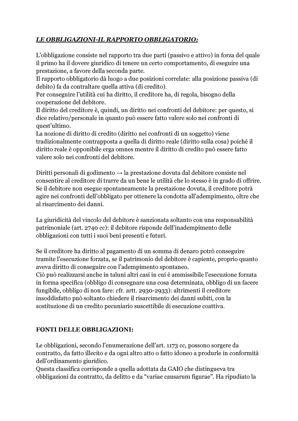 Obbligazioni - Riassunto Manuale Di Diritto Privato - LE OBBLIGAZIONI ...