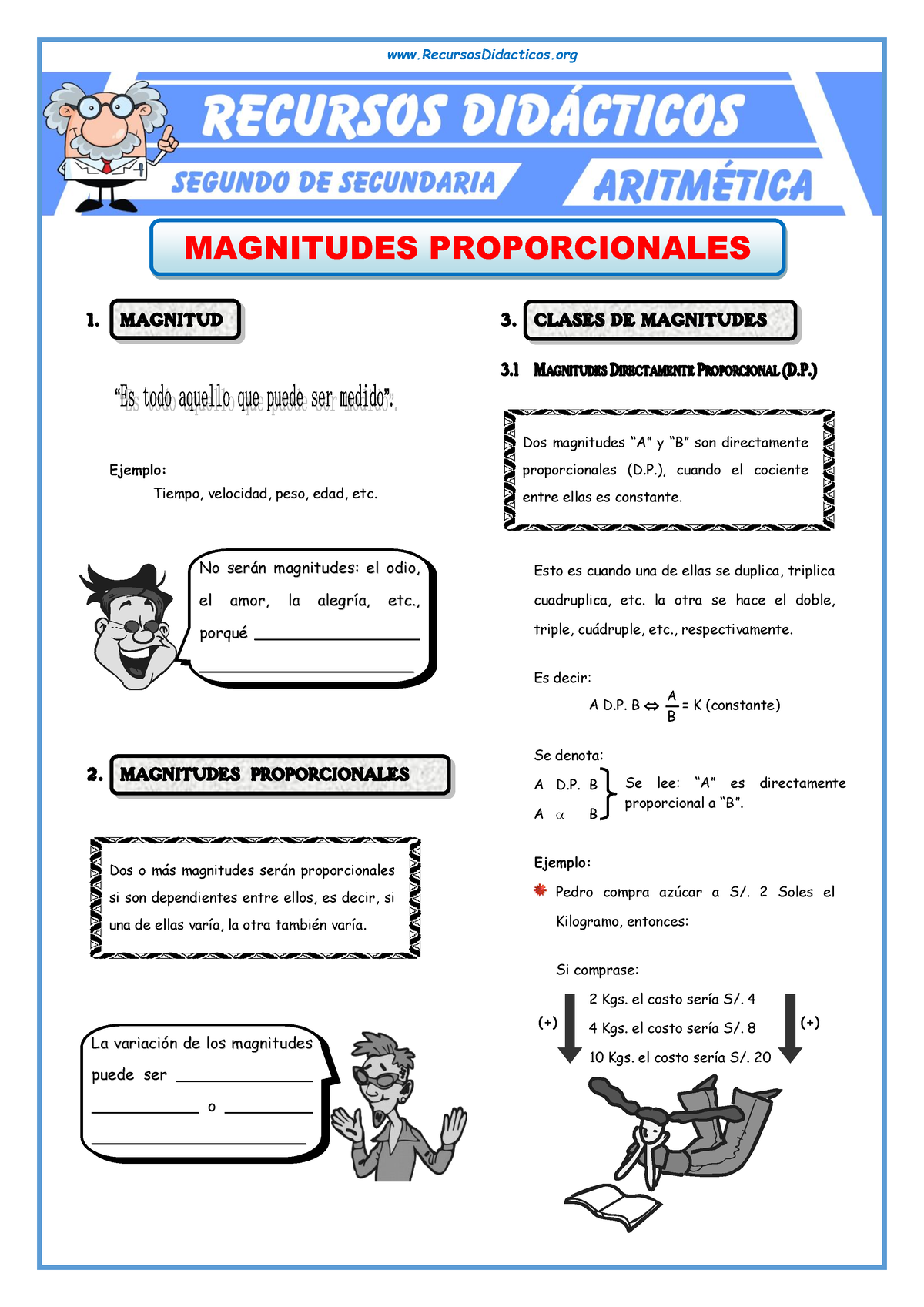 Ejercicios De Magnitudes Proporcionales Para Segundo De Secundaria Magnitudes Proporcionales 1 3127