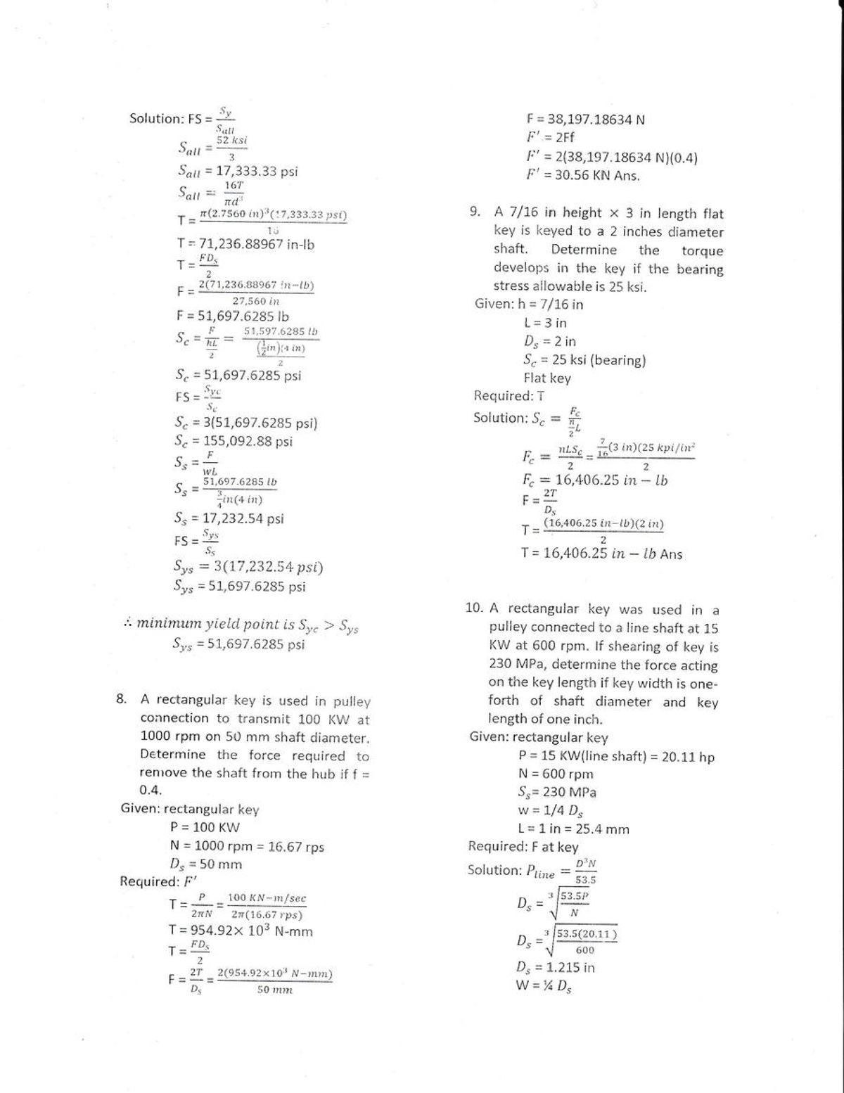 Problem Solutions Mechanical Engineering-8 - Solution: FS = !- S utt c ...