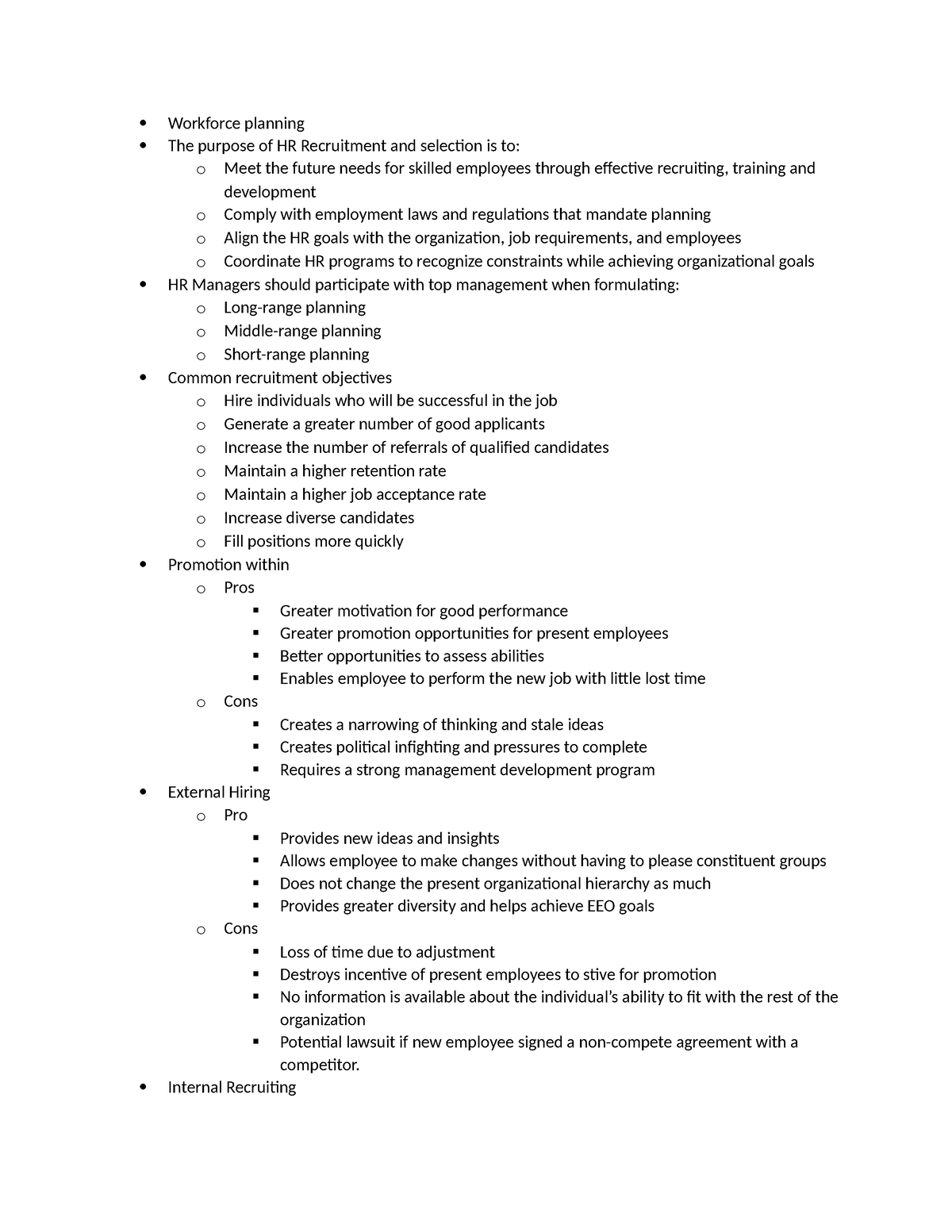 Know to pass - cohort video notes - Workforce planning The purpose of ...