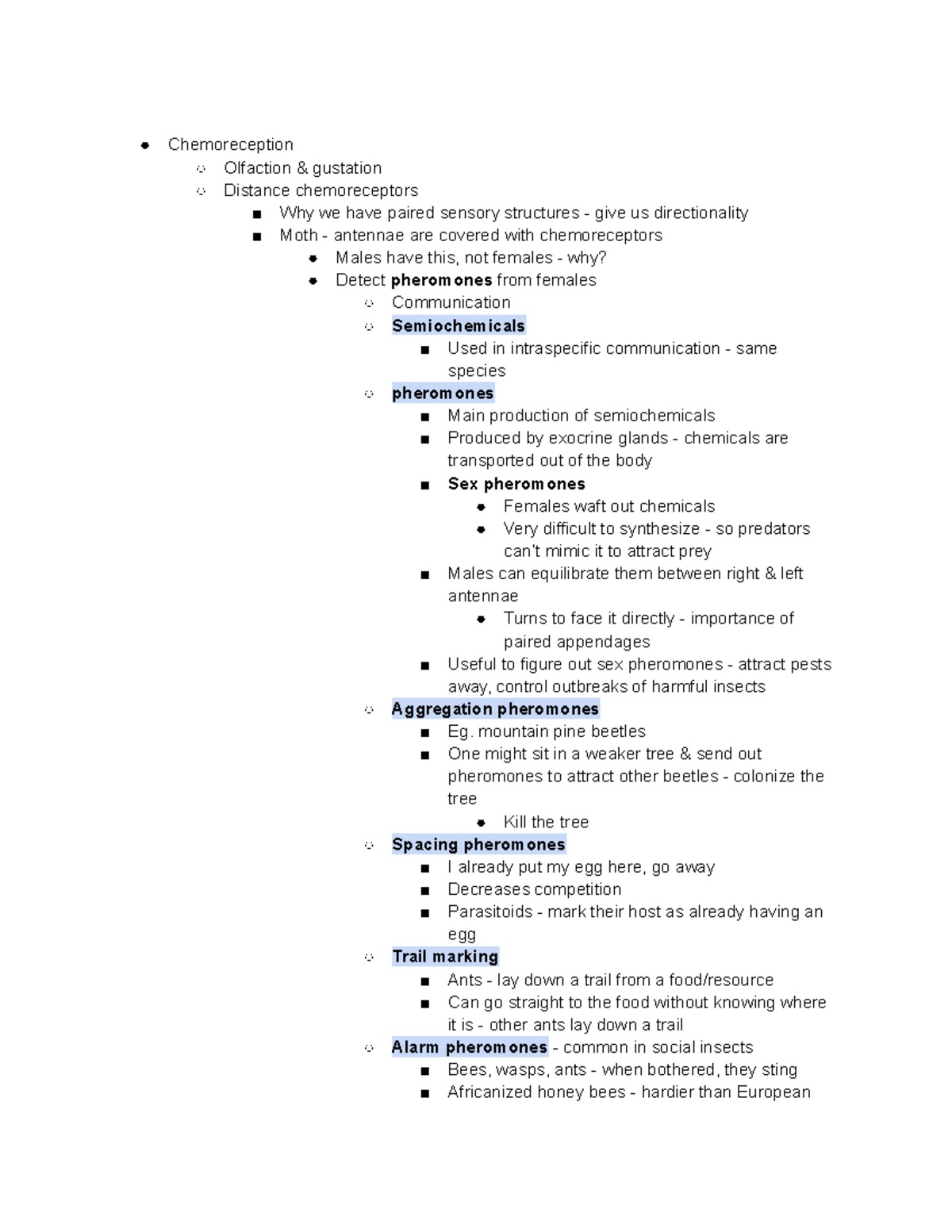 2 22 Lecture Chemoreception (pheromones), photoreception (compound eye ...