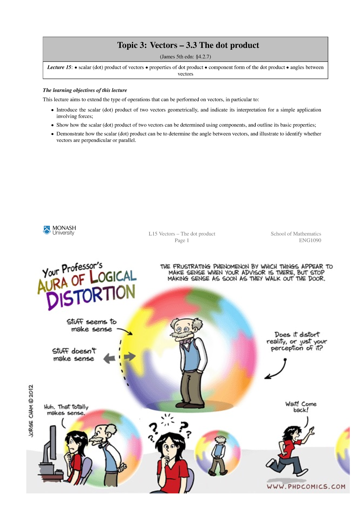 Lecture 15 - Vectors - ENG1090 - Monash - Studocu