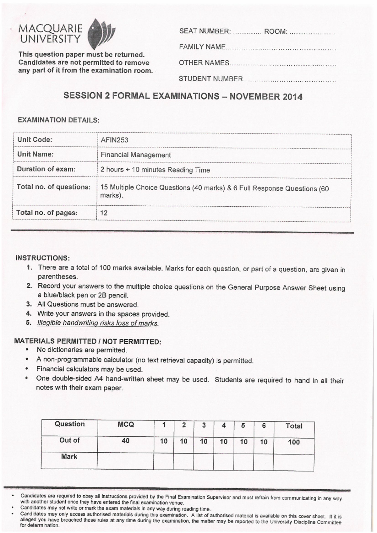 2014 S2 Final Exam - Corporate Finance - Studocu