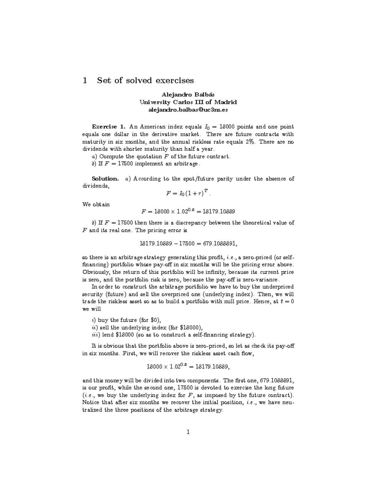 Ii Solved Exercises Derivatives 1 Set Of Solved Exercises Alejandro