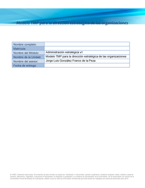 Modelo TMP dirección estratégica de las organizaciones - Modelo TMP para la  dirección estratégica de - Studocu