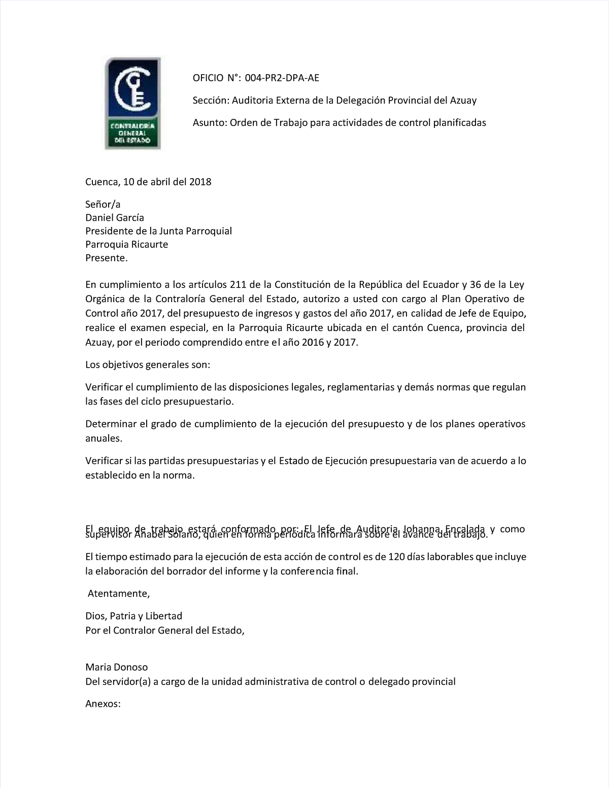 Ejemplo De Oficio De Solicitud De Auditoria Ejemplo Sencillo Cloobx