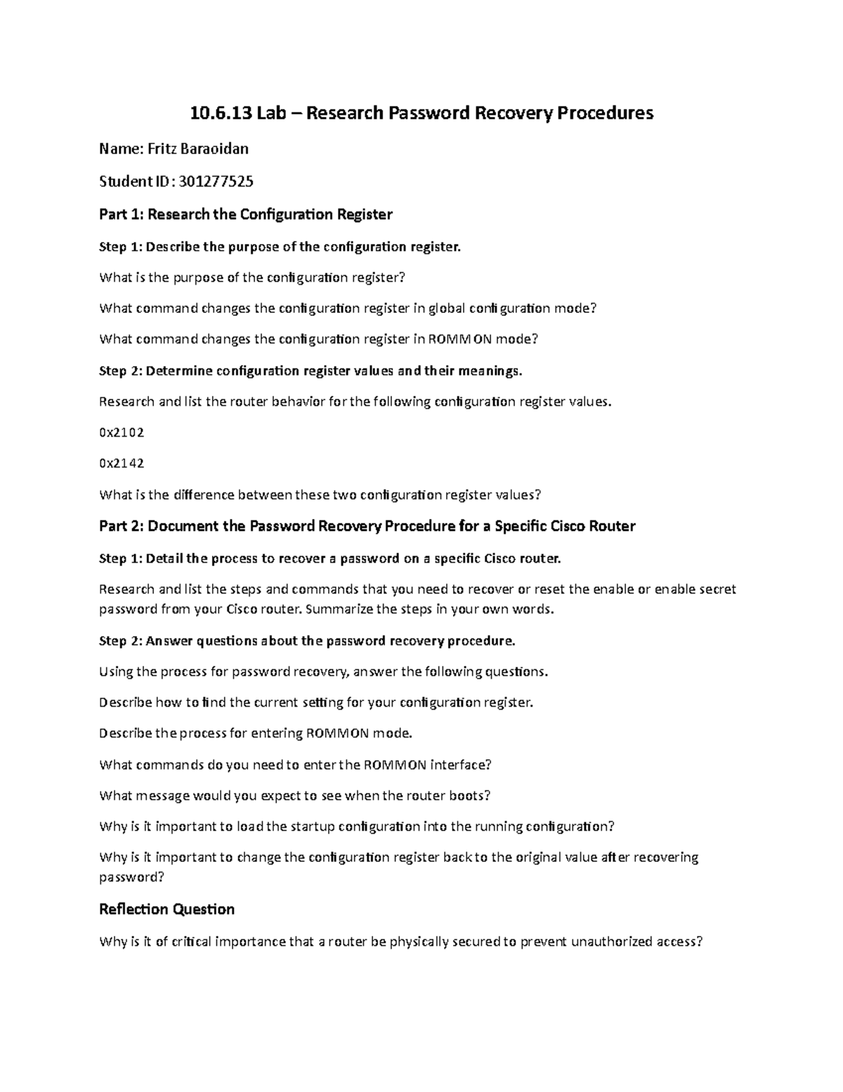 Lab 10.6.13 Research Password Recovery Procedures 10.6 Lab