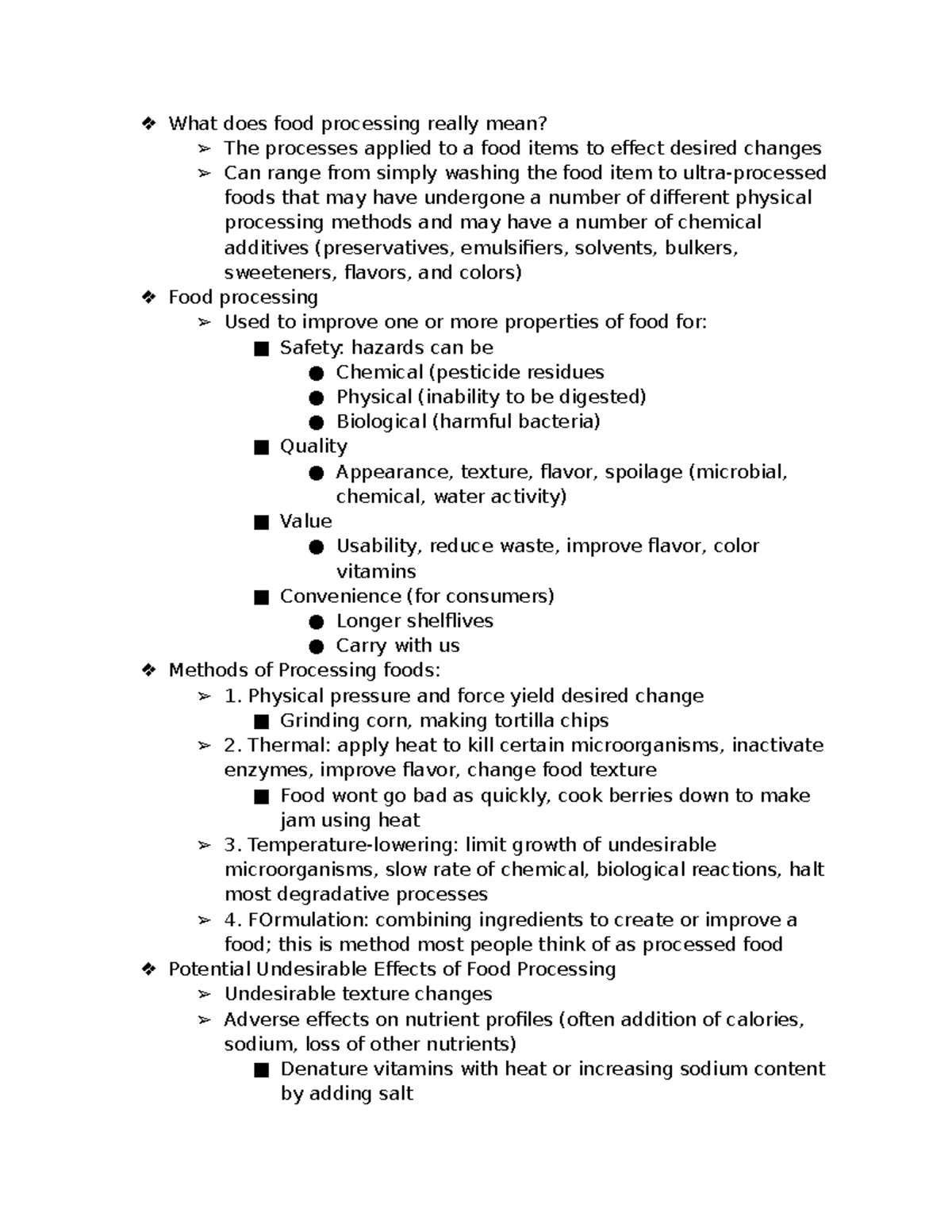 Week 6 Processing week 6 notes What does food processing really