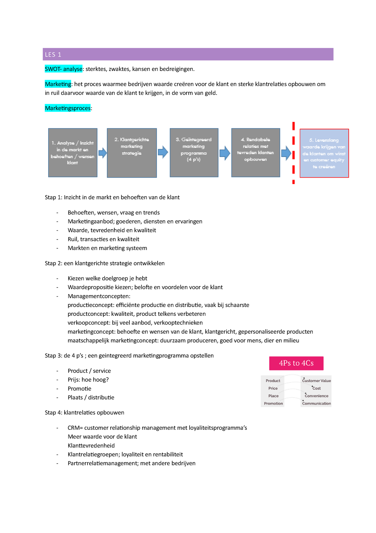 Marktanalyse Samenvatting Les 1 Swot Analyse Sterktes Zwaktes Kansen En Bedreigingen Studeersnel