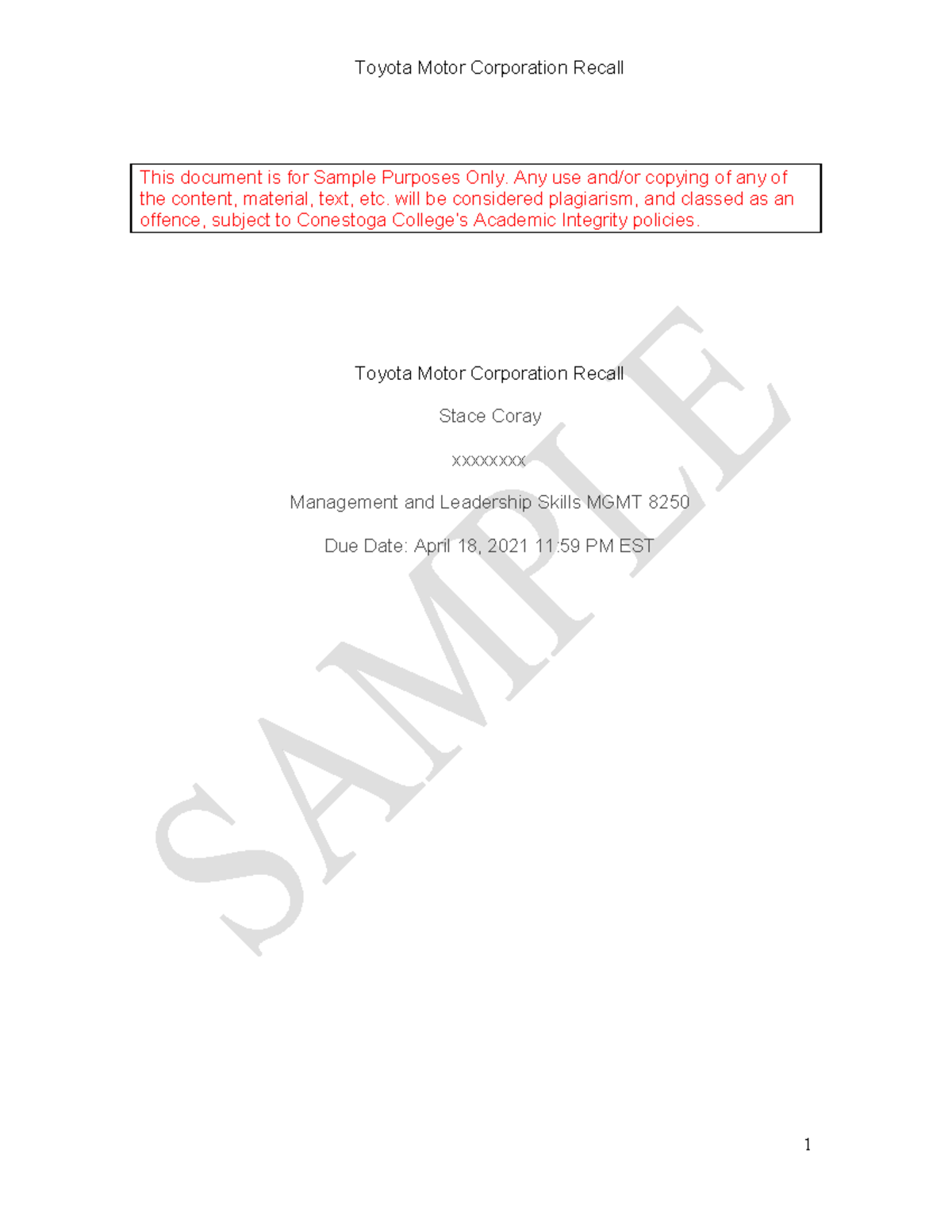 Sample Group Case Study Report with Comments (1)1 - This document is ...