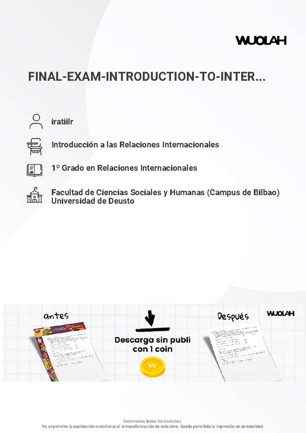 Wuolah free Final EXAM Introduction TO International Relations - FINAL ...