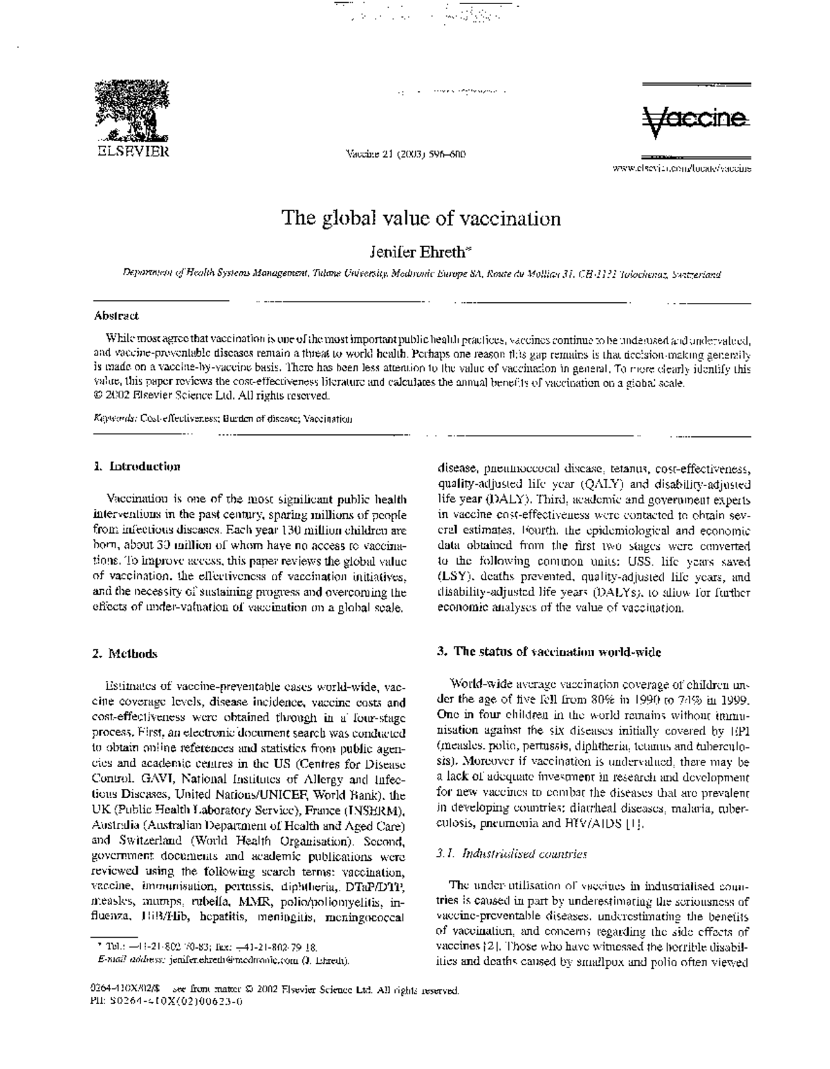 1. the global value of vaccination - Communicative Skills For ...