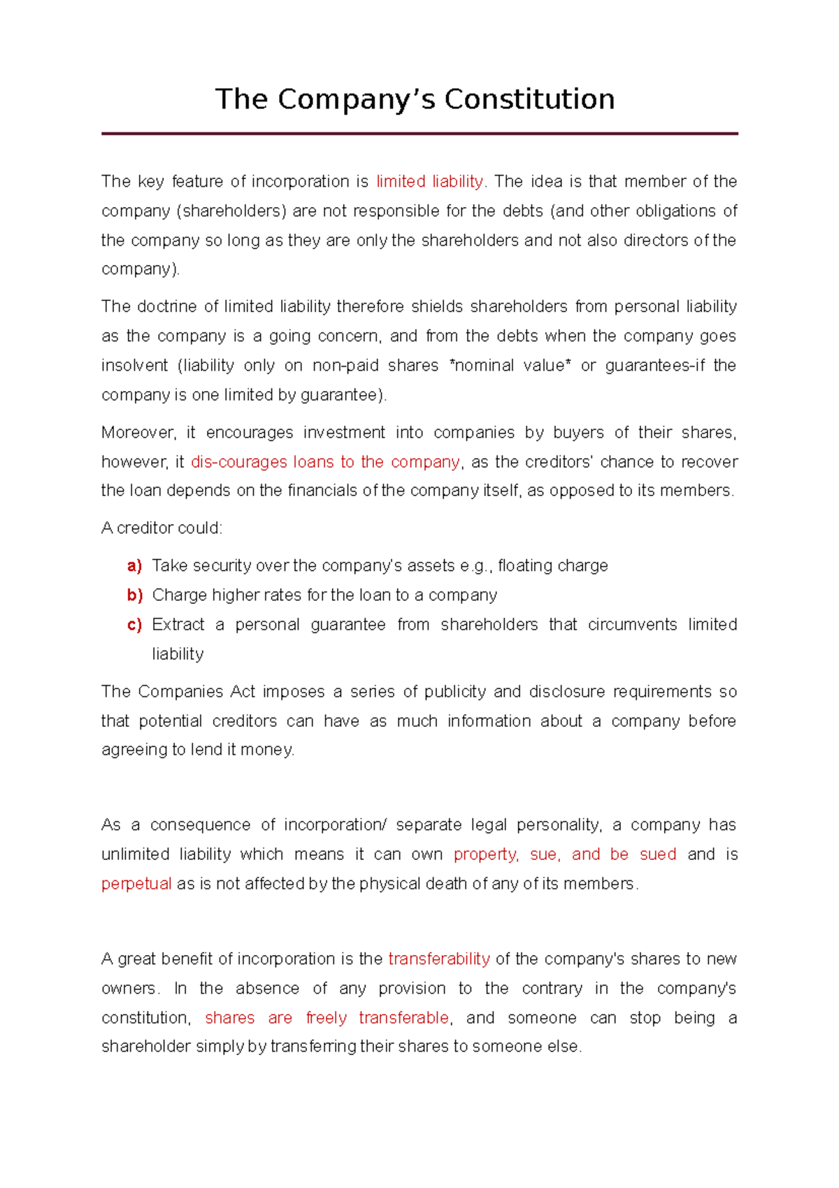 2. The Company's Constitution The Company’s Constitution The key