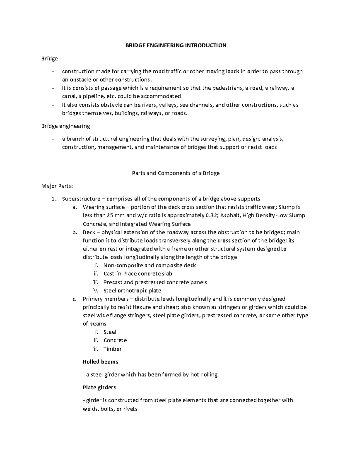 Bridge Engineering Introduction BRIDGE ENGINEERING INTRODUCTION