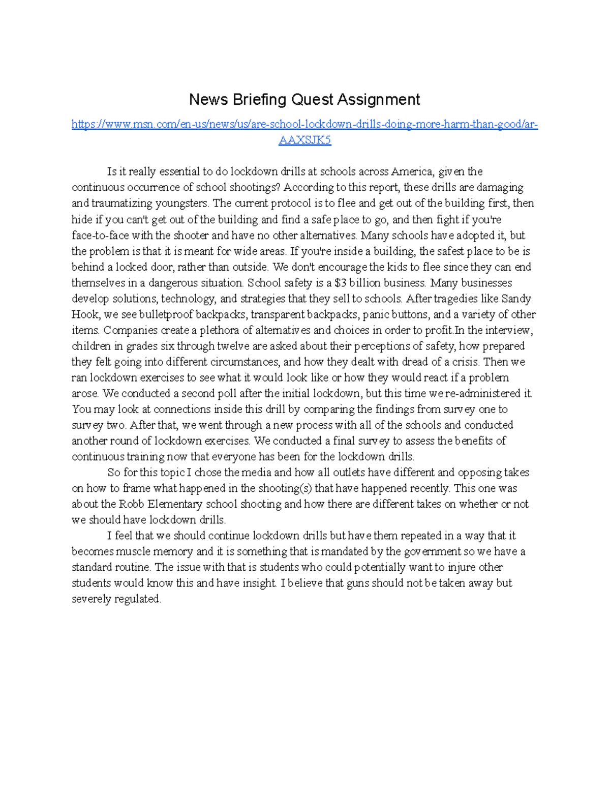News Breifing #4 - towson university - News Briefing Quest Assignment ...