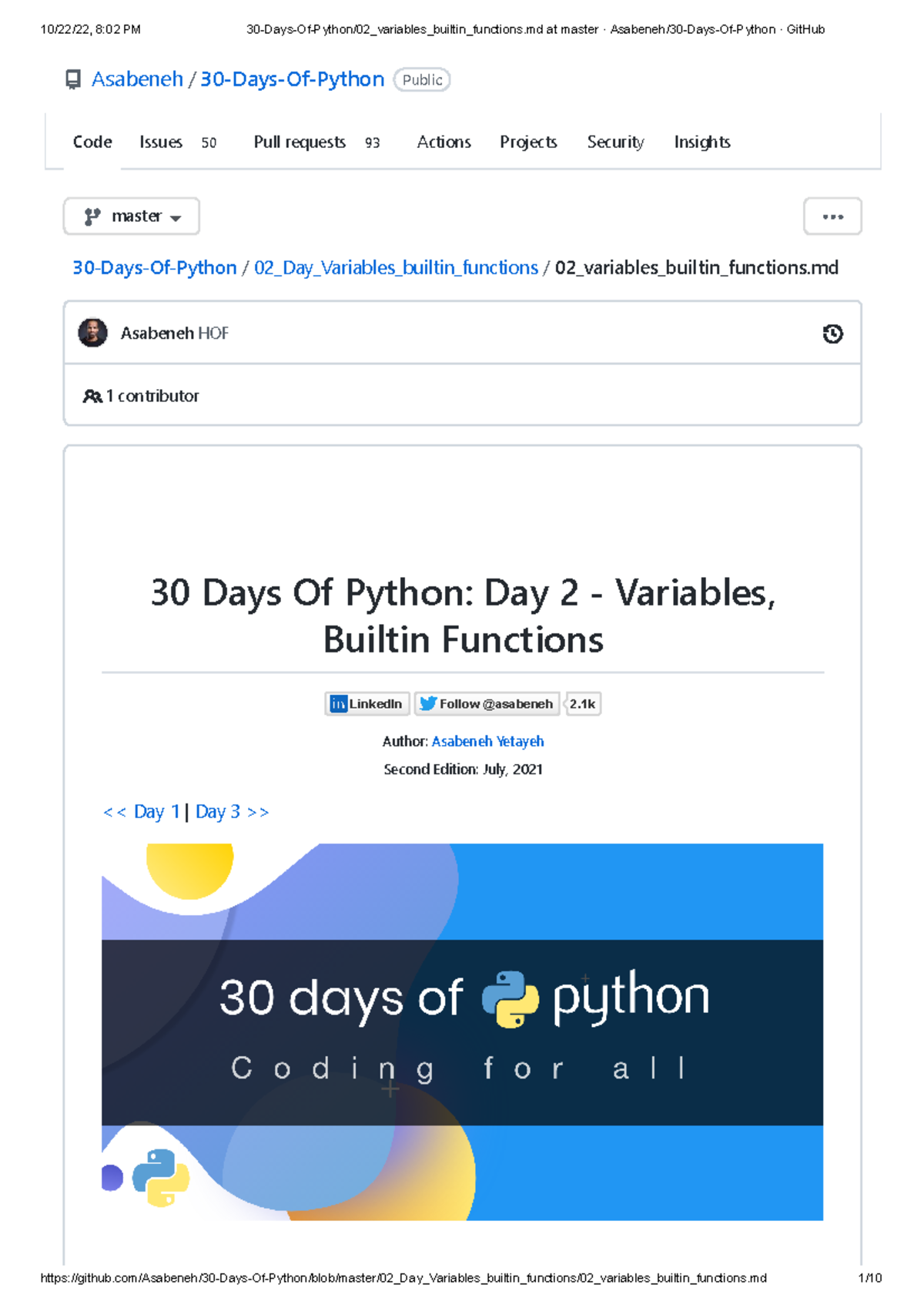 Python DAY 2 - Assignment - ####### Asabeneh / 30-Days-Of-Python Public ...