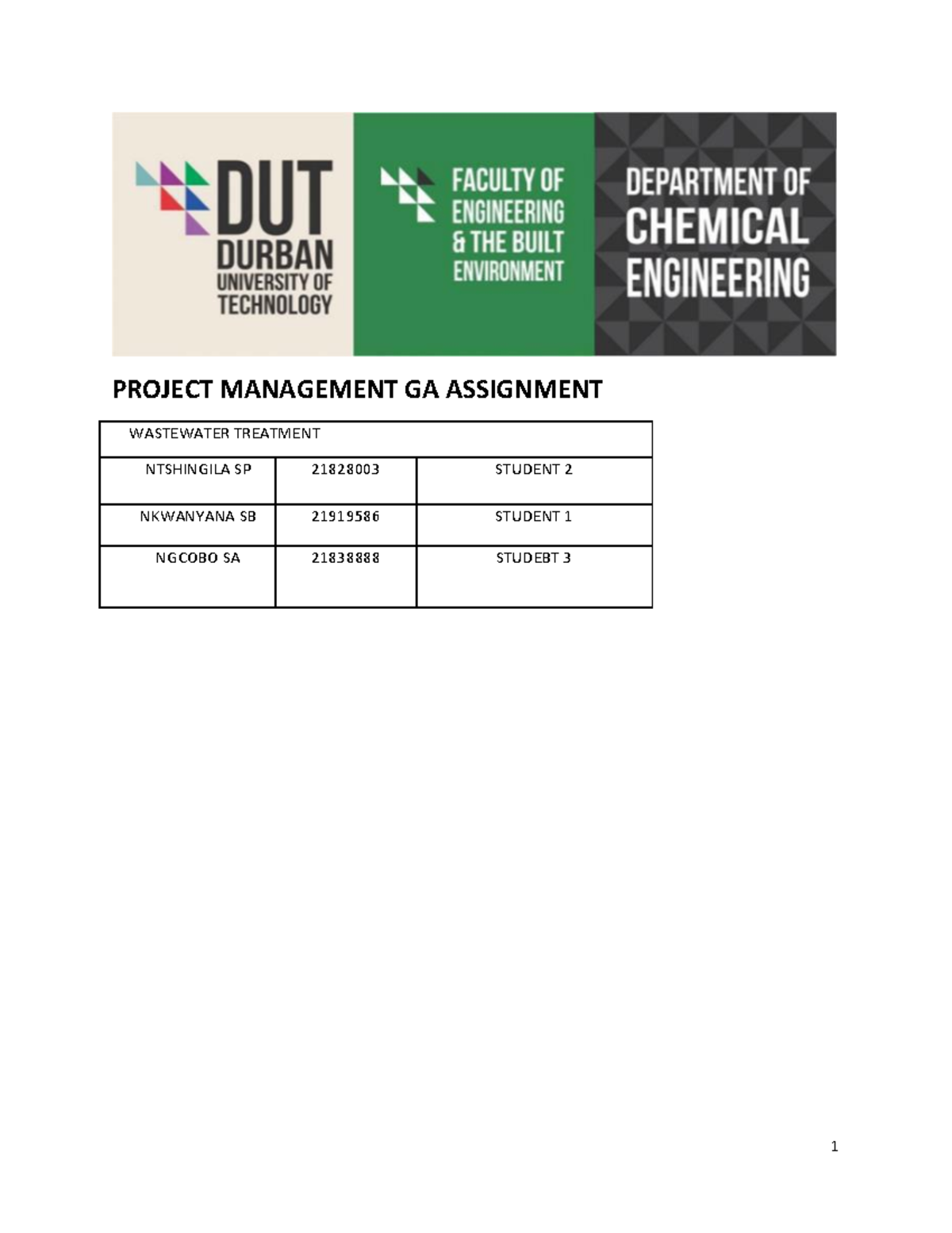 assignment of waste water treatment