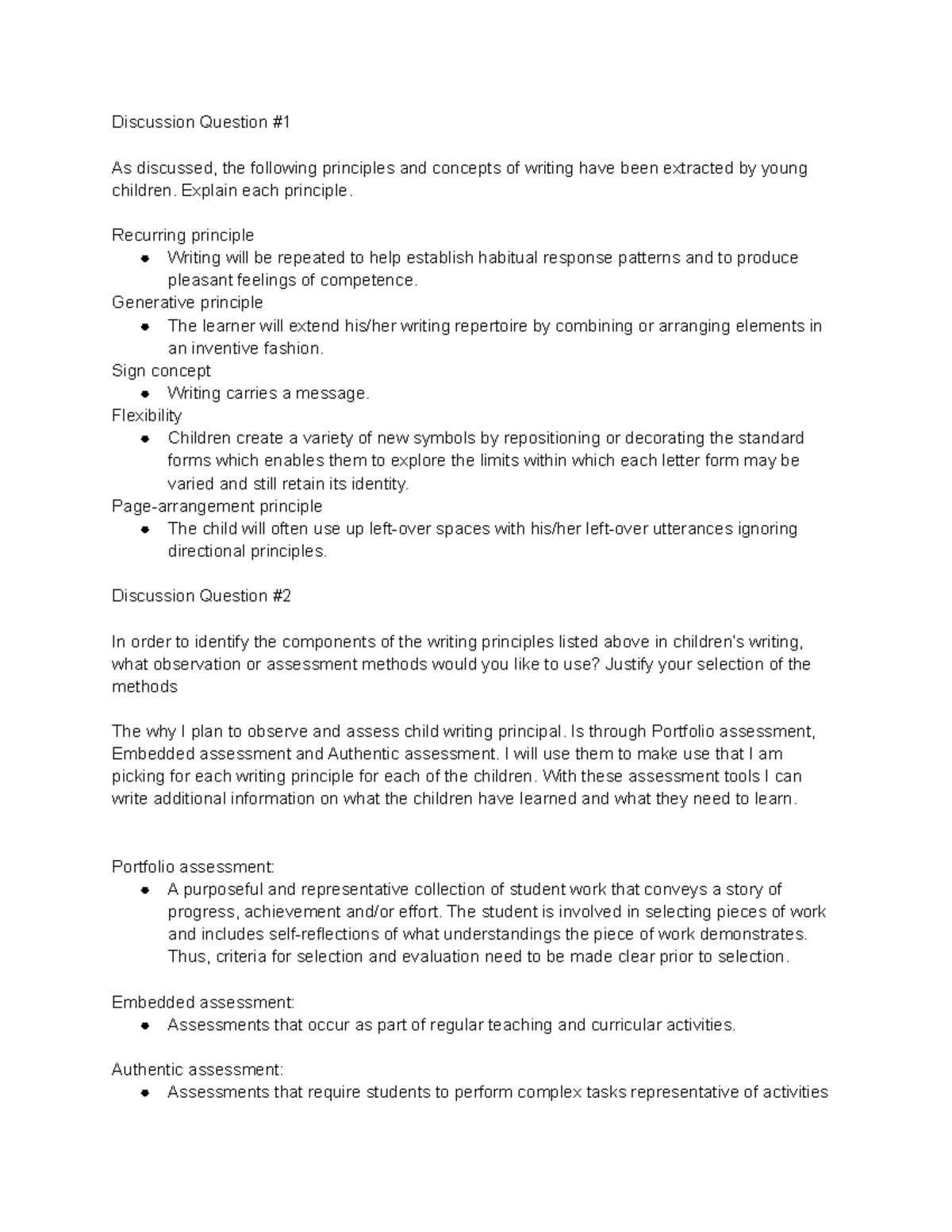 Unit 12 Discussion - Discussion Question # As discussed, the following ...