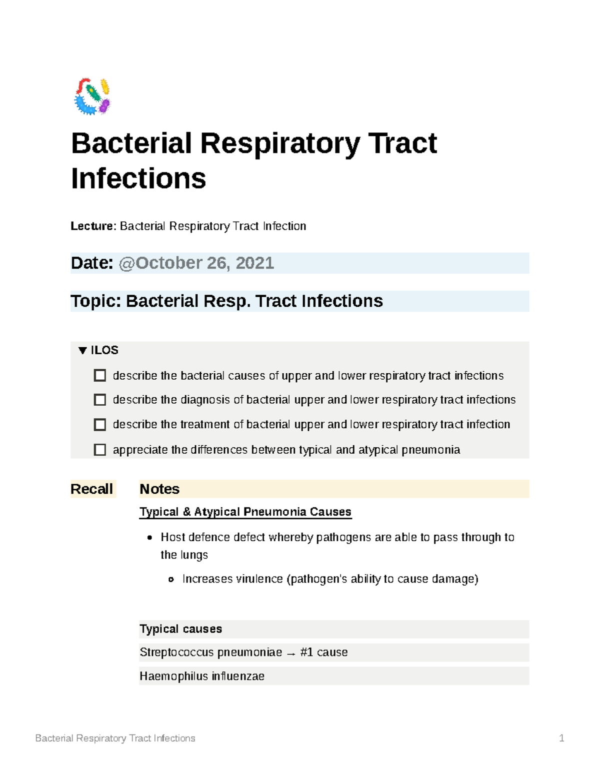 Bacterial Infection of Upper & Lower Respiratory Tracts - 🦠 Bacterial ...