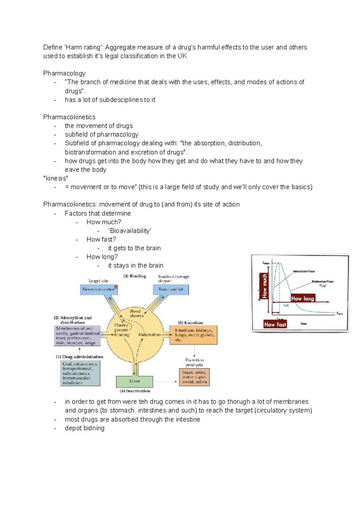 Lecture 2- pharmacokinetics - Define ‘Harm rating’: Aggregate measure ...