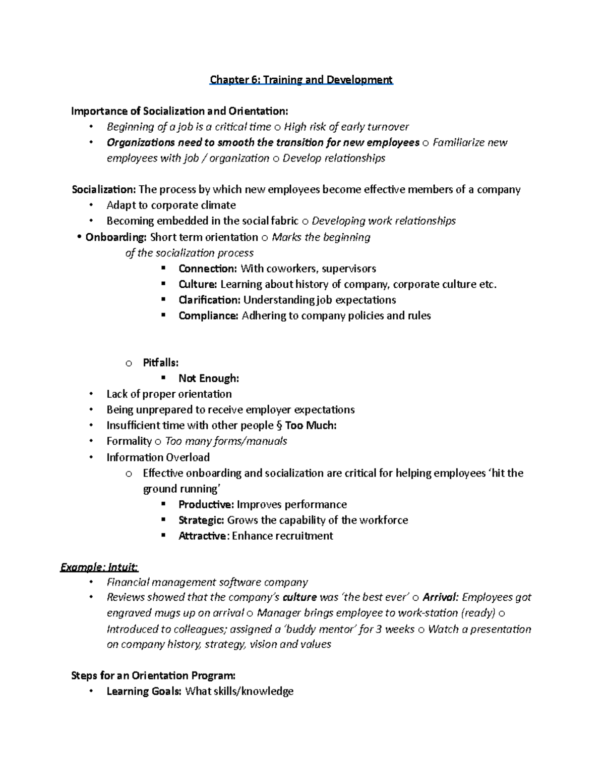 Chapter 6 - pepper - Chapter 6: Training and Development Importance of ...