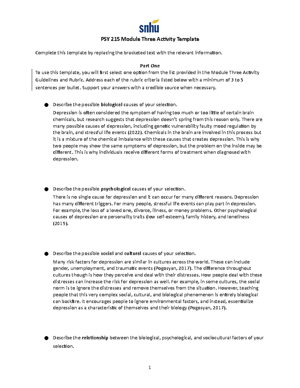 PSY 215 Module Three Activity Template - PSY 215 Module Three Activity ...