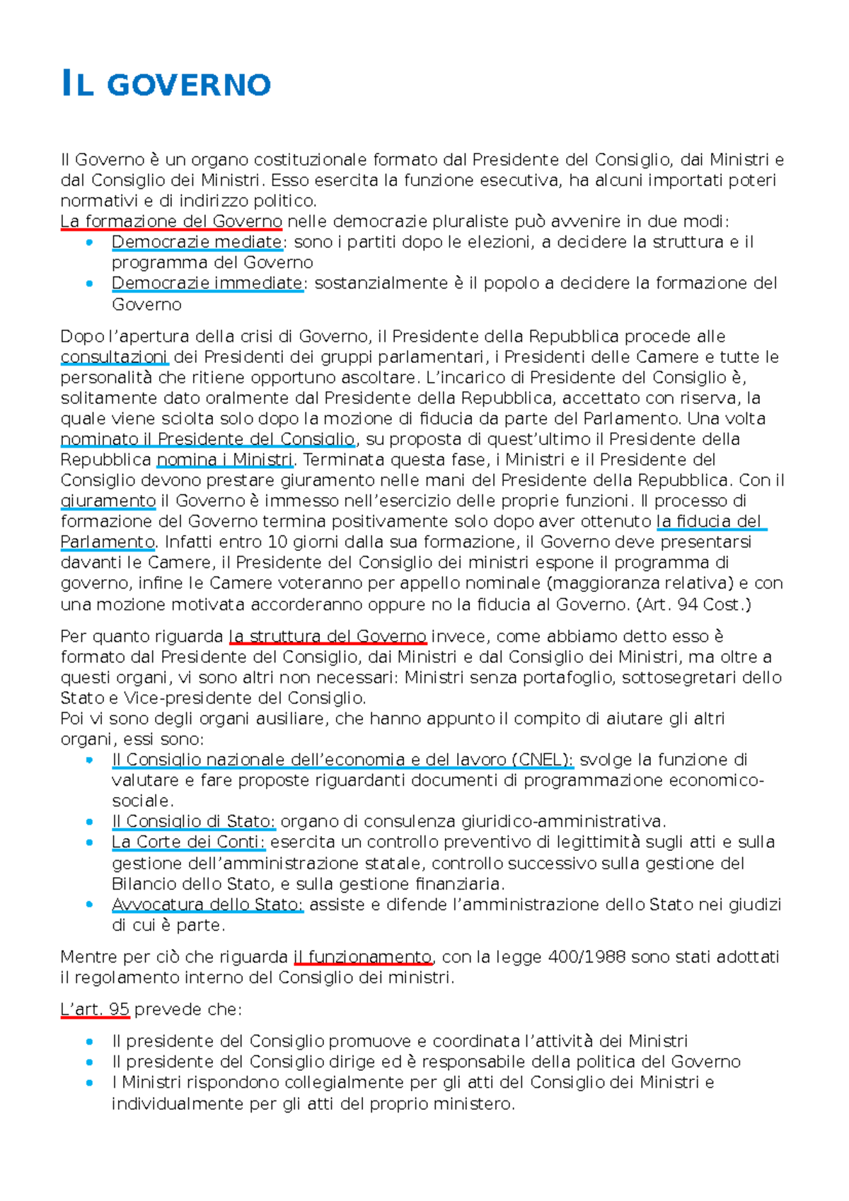 da cosa è formato il governo