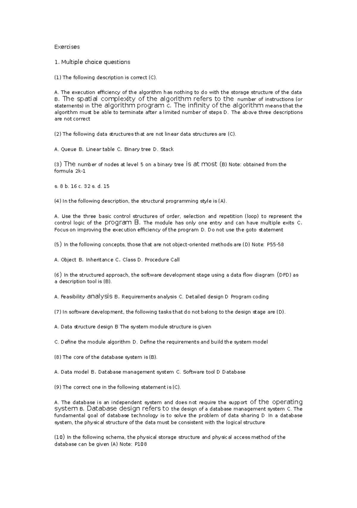 Exercises - Tasks to be completed - Exercises 1. Multiple choice ...