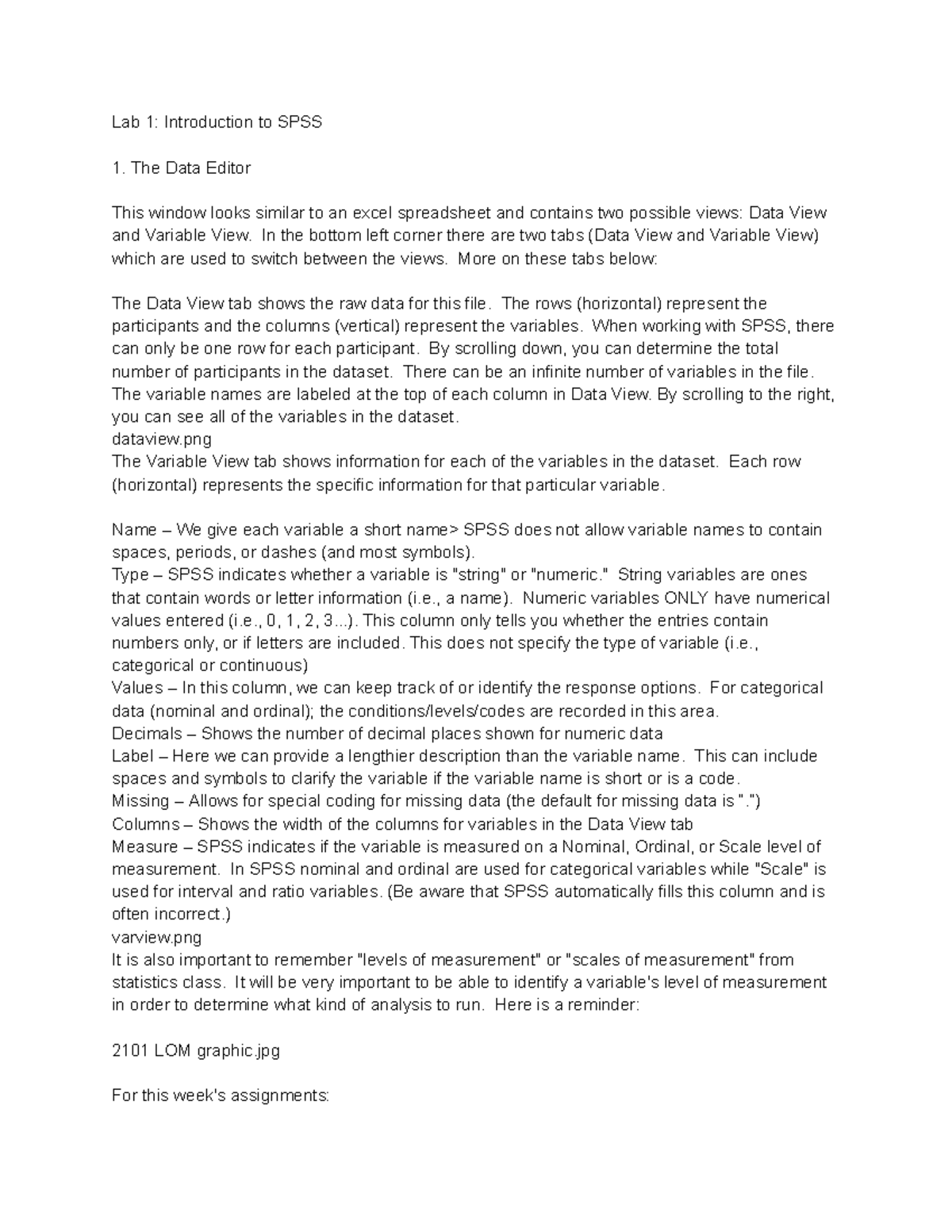 Introduction to SPSS - The lecture notes explain what data editor is ...