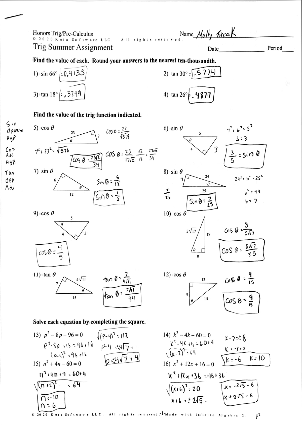 Math Homework summer - Studocu