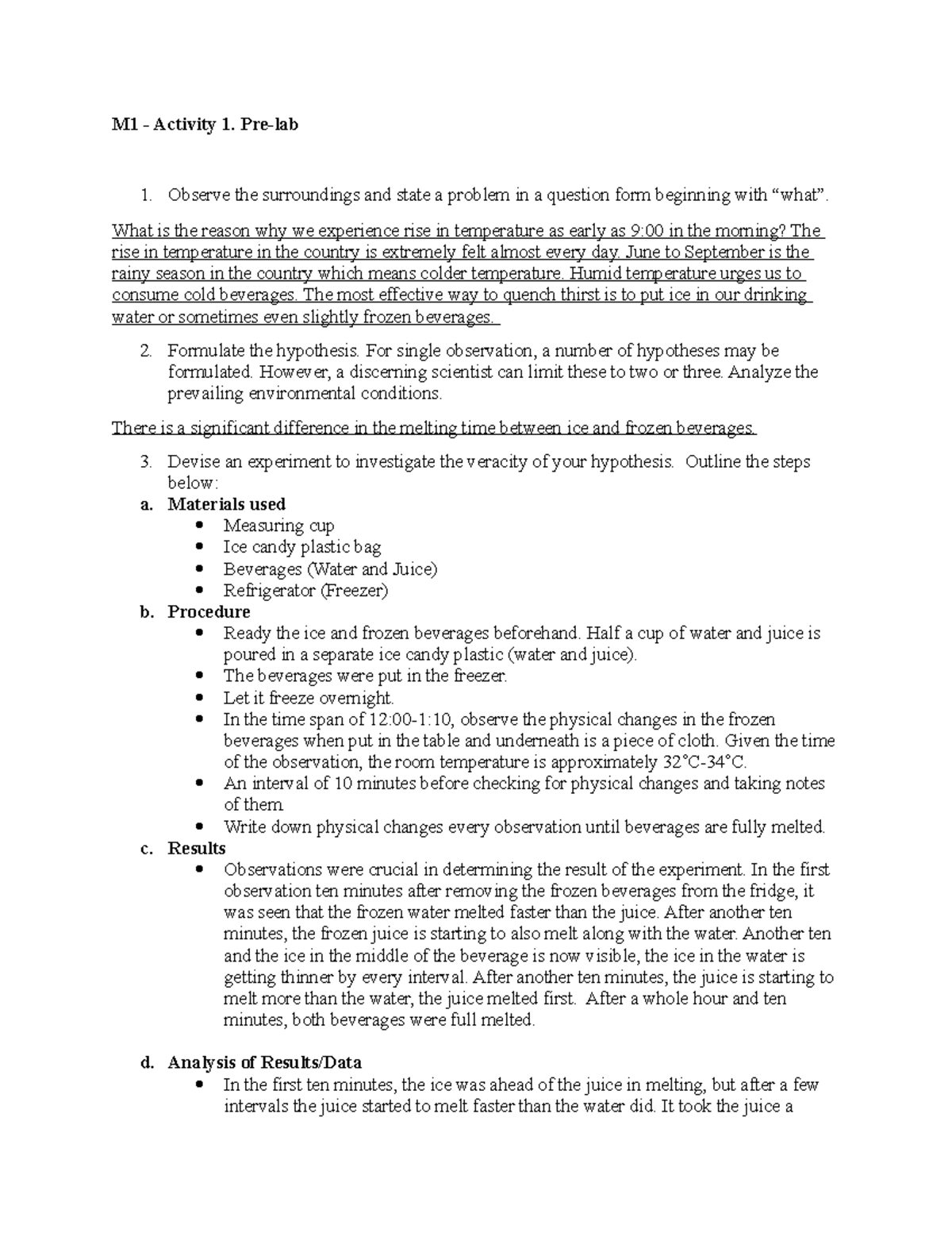 M1 - Activity 1. Pre-lab - M1 - Activity 1. Pre-lab Observe The ...