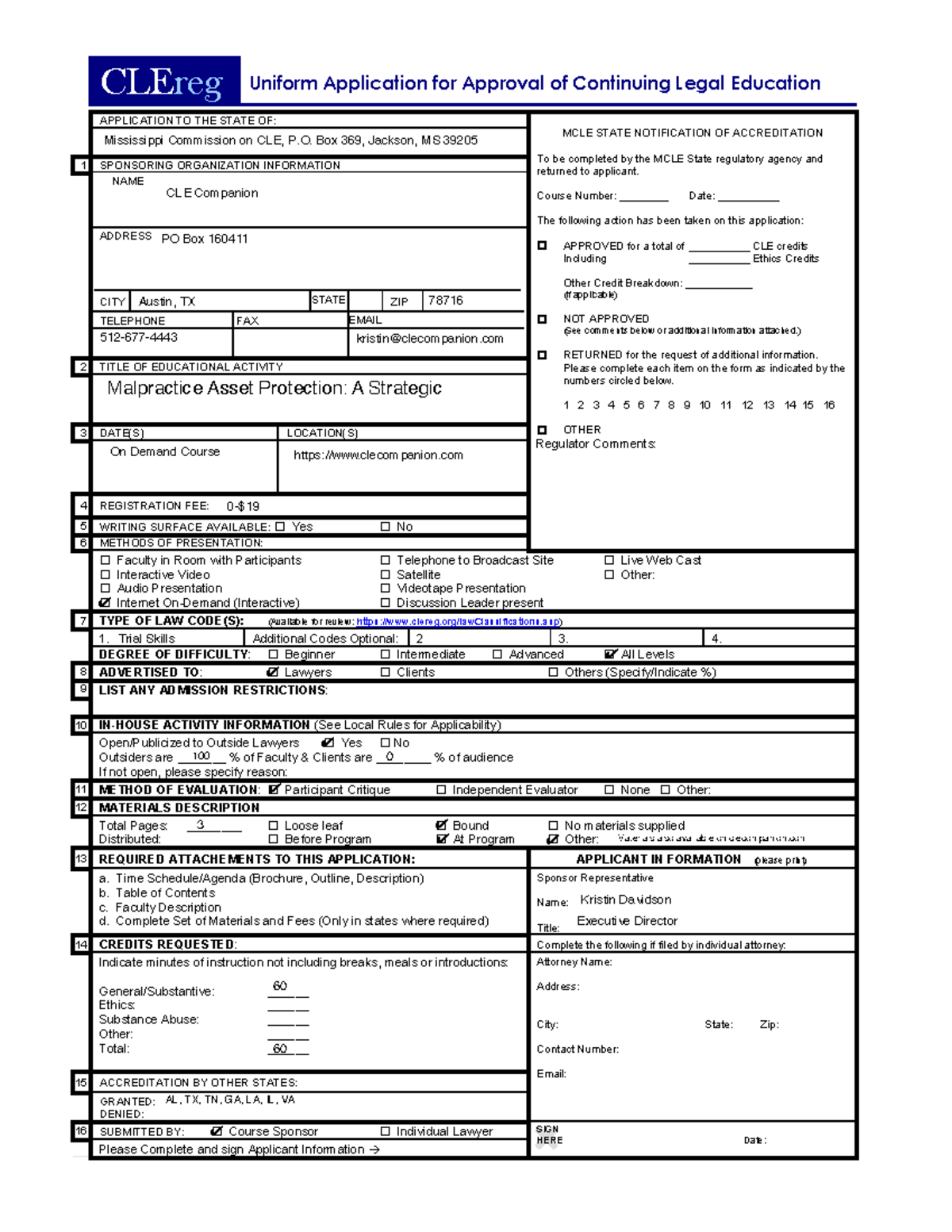 Blank MS application - CLEreg Uniform Application for Approval of ...