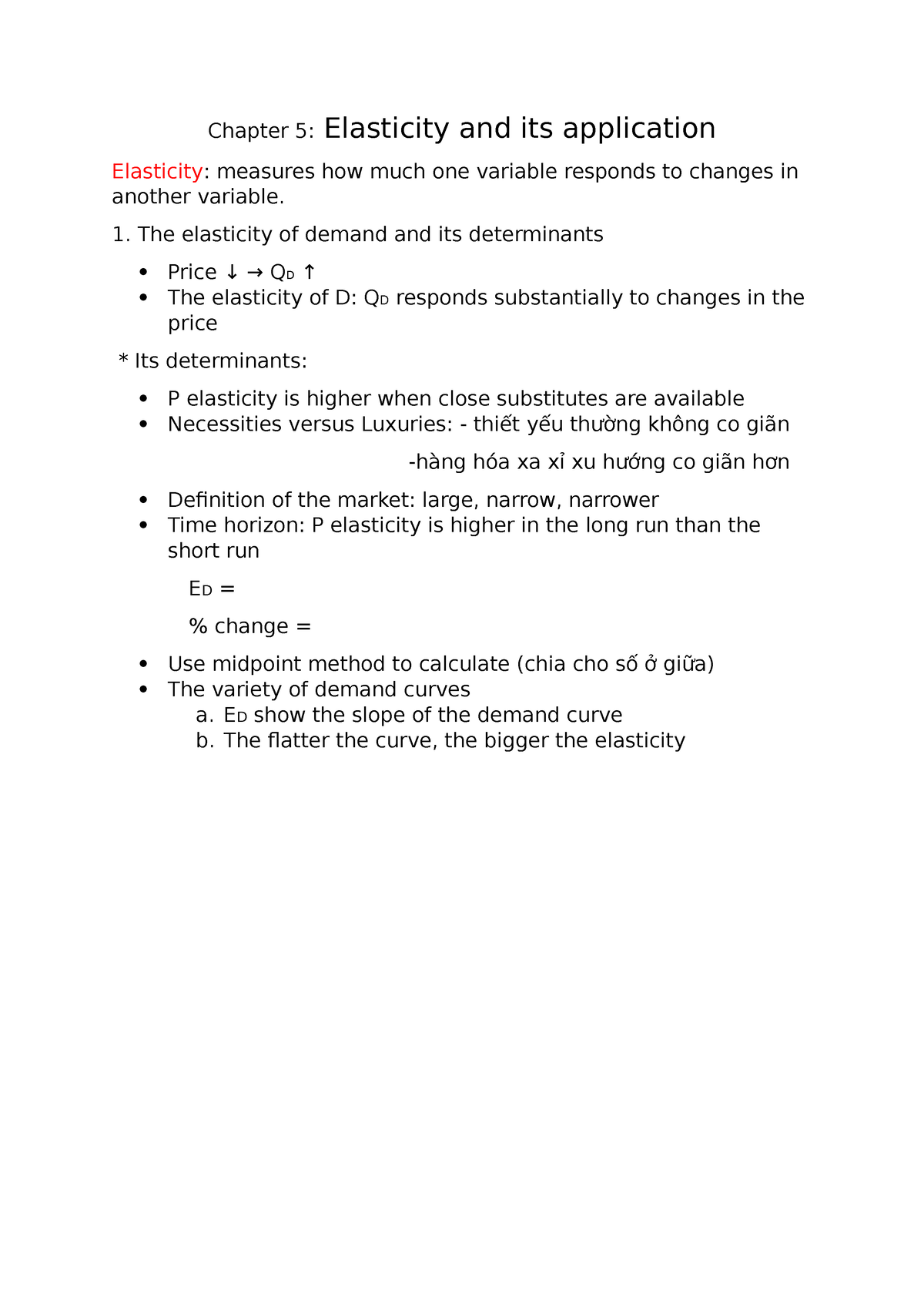 Summary Eco111 Chapter 5 - Chapter 5: Elasticity And Its Application ...