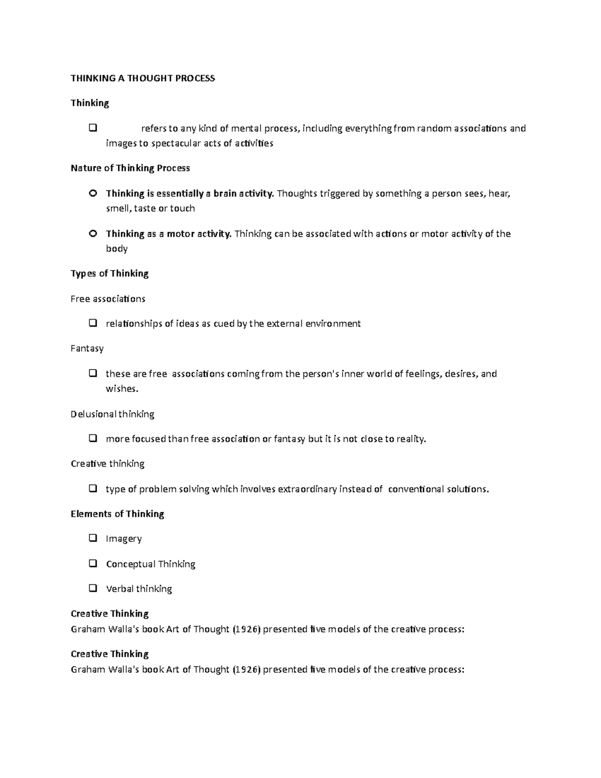 Thinking A Thought Process - THINKING A THOUGHT PROCESS Thinking refers ...