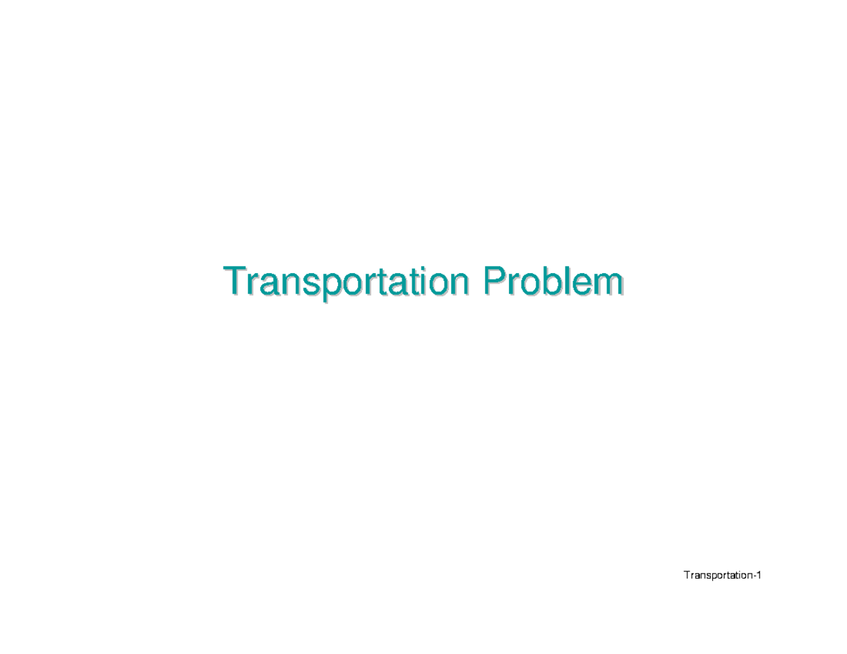 Chapter 2-Transportation Problem - Transportation Problem ...