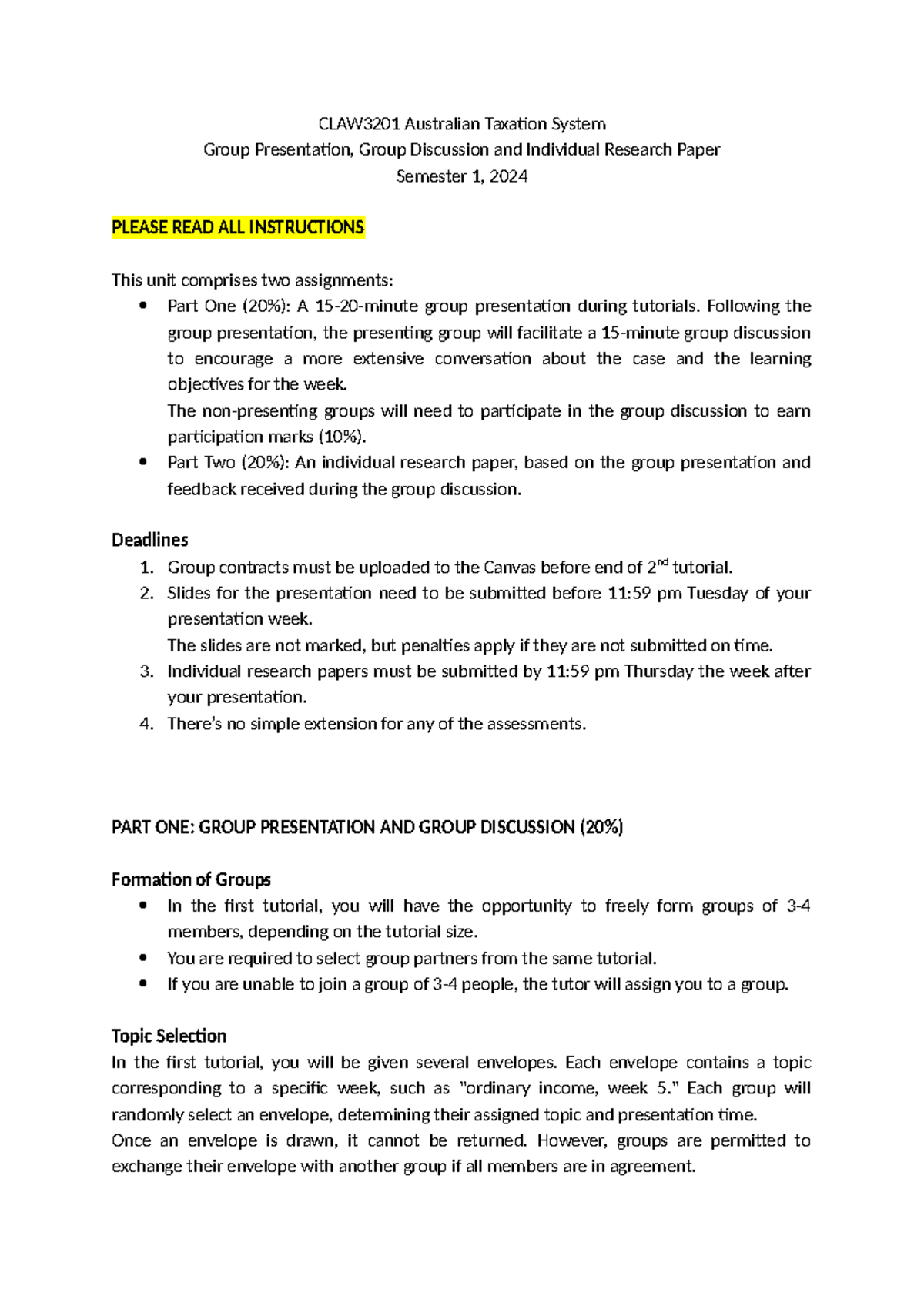 Assignment Instructions Group Oral Presentation and Individual Research ...