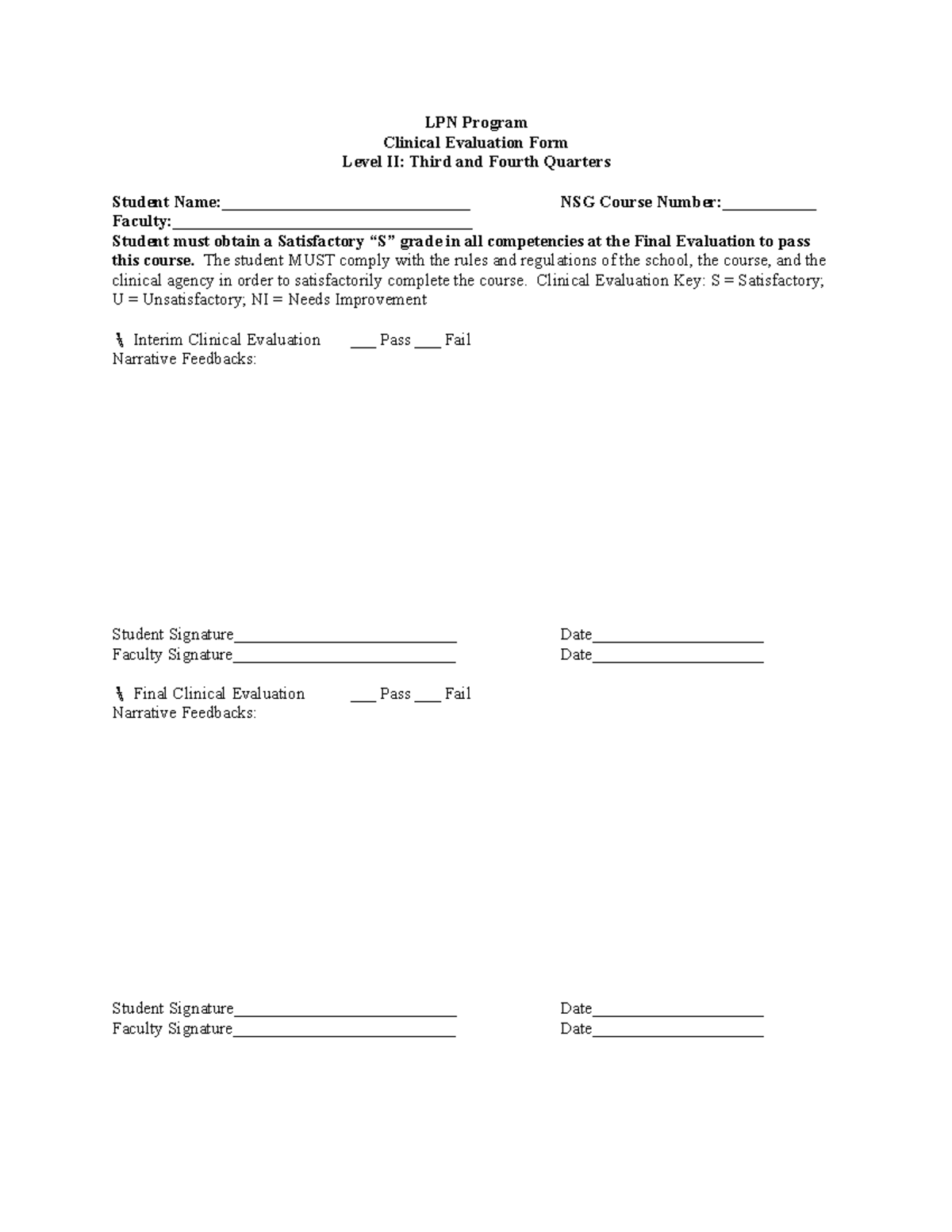 LPN Clinical Evaluation Form Level II Q3 Q4 LPN Program Clinical   Thumb 1200 1553 